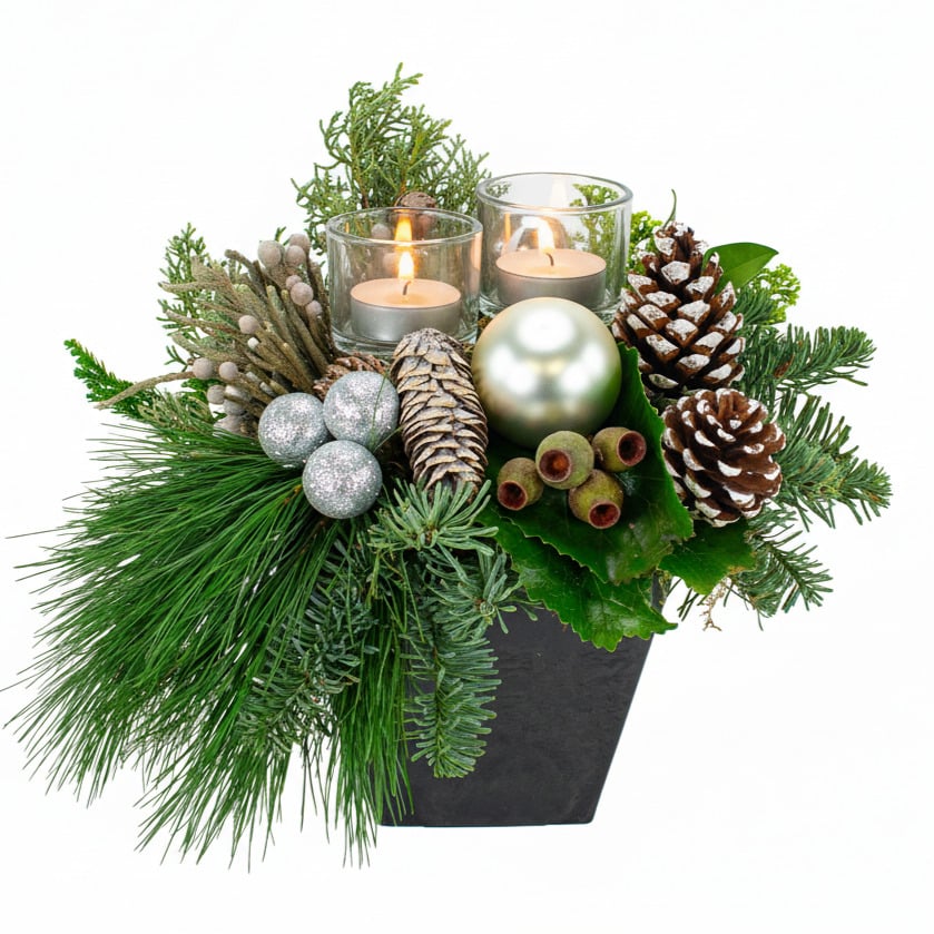 Kerststuk Zilver traditional