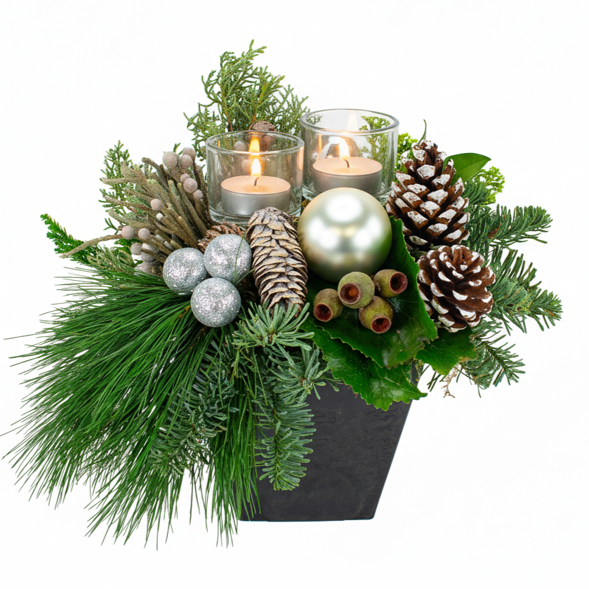 Kerststuk Zilver traditional