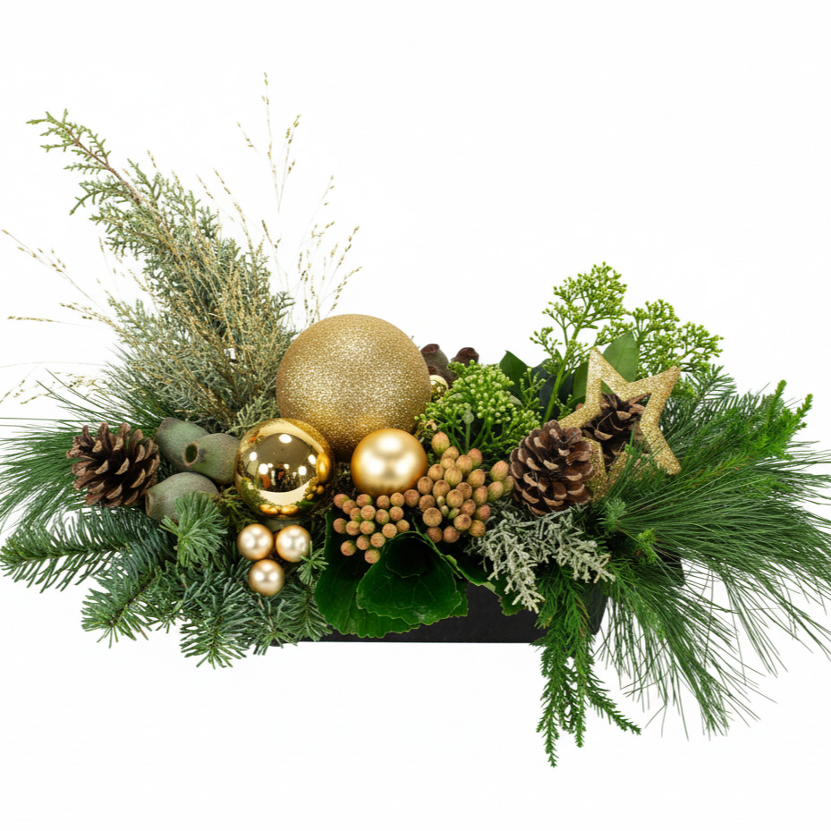 Kerststuk langwerpig Goud