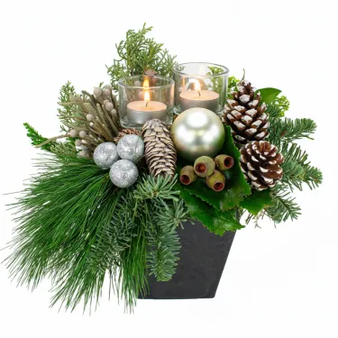 Kerststuk Zilver traditional voor 39,95