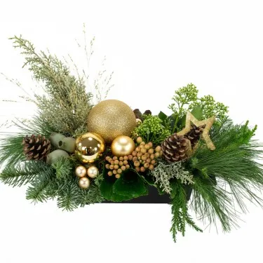 Kerststuk langwerpig Goud voor 47,50