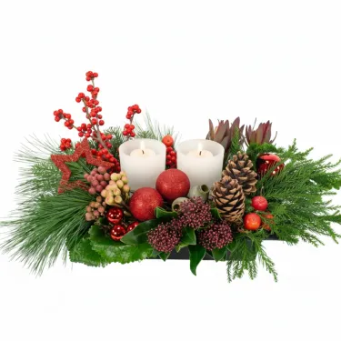 Kerstuk Candlelight: rood voor 49,95